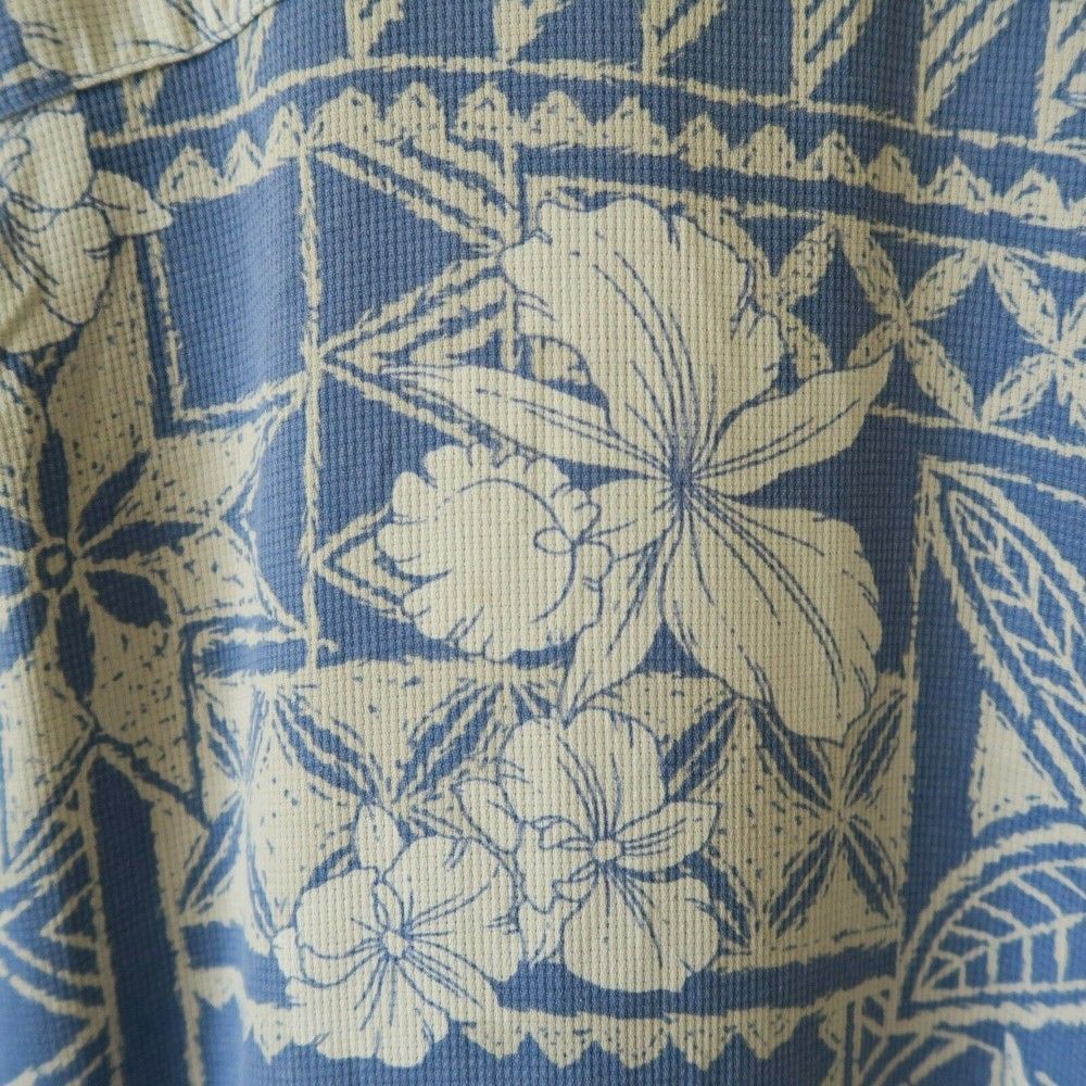 VINTAGE SILK Blue Hawaiian Shirt Size XL Waffle Textured Lightweight Casual - Picture 6 of 8